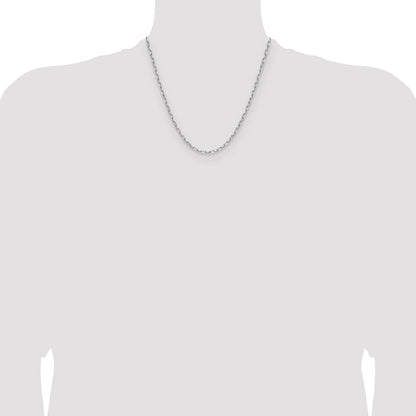 14K White Gold Wg 3.0mm Solid Beveled D/C Paperclip Chain