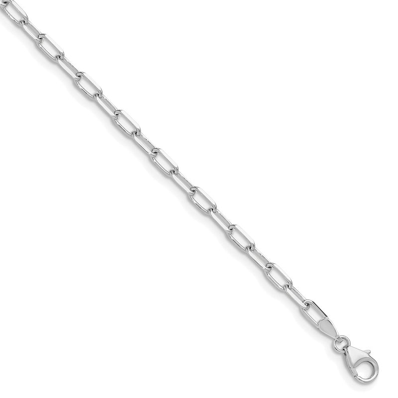 7 Inch 14K White Gold Wg 3.0mm Solid Beveled D/C Paperclip Chain Bracelet