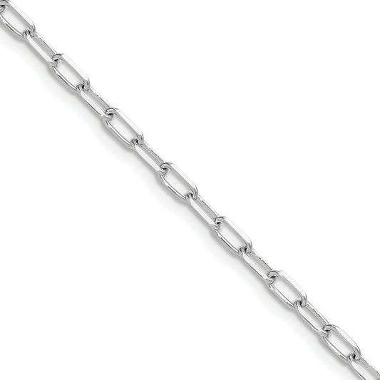 14K White Gold Wg 3.0mm Solid Beveled D/C Paperclip Chain