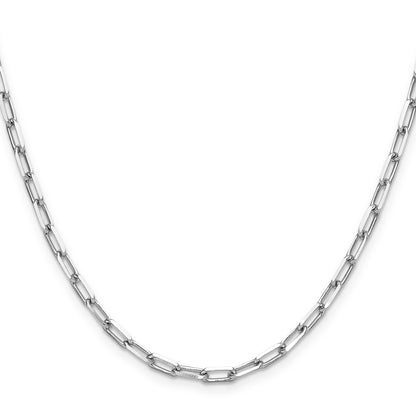 14K White Gold Wg 3.5mm Solid Beveled D/C Paperclip Chain