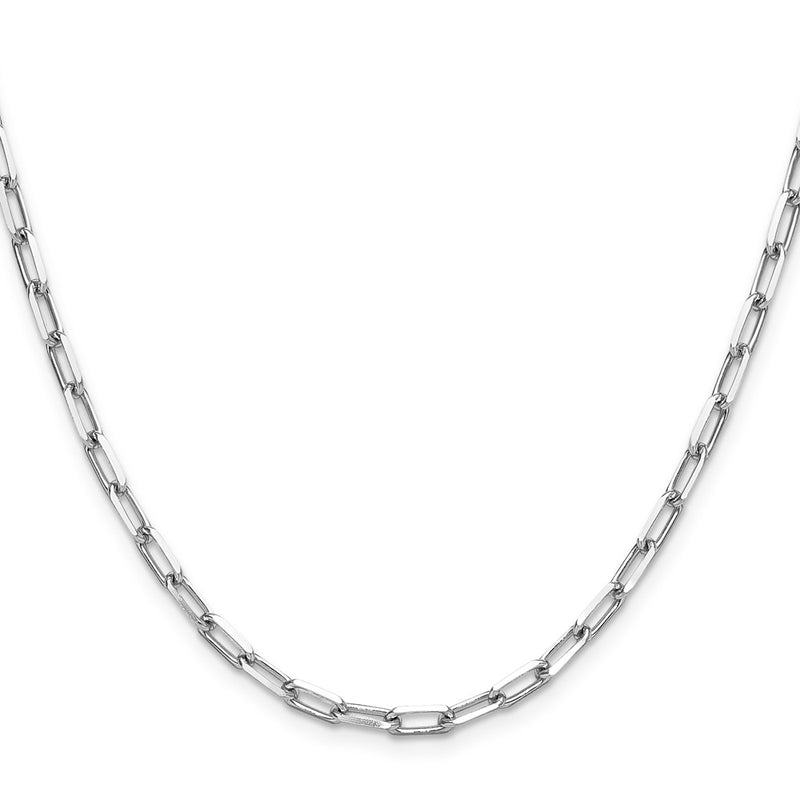 2 Inch 14K White Gold Wg 3.5mm Solid Beveled D/C Paperclip Chain Necklace