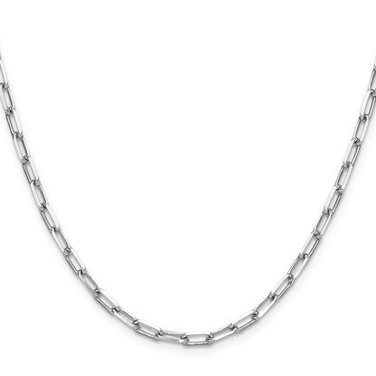 18 Inch 14K White Gold Wg 3.5mm Solid Beveled D/C Paperclip Chain Necklace