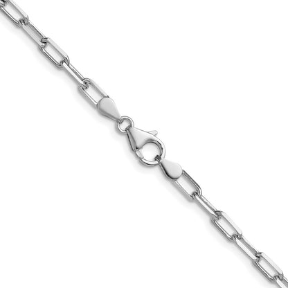 24 Inch 14K White Gold Wg 3.5mm Solid Beveled D/C Paperclip Chain Necklace