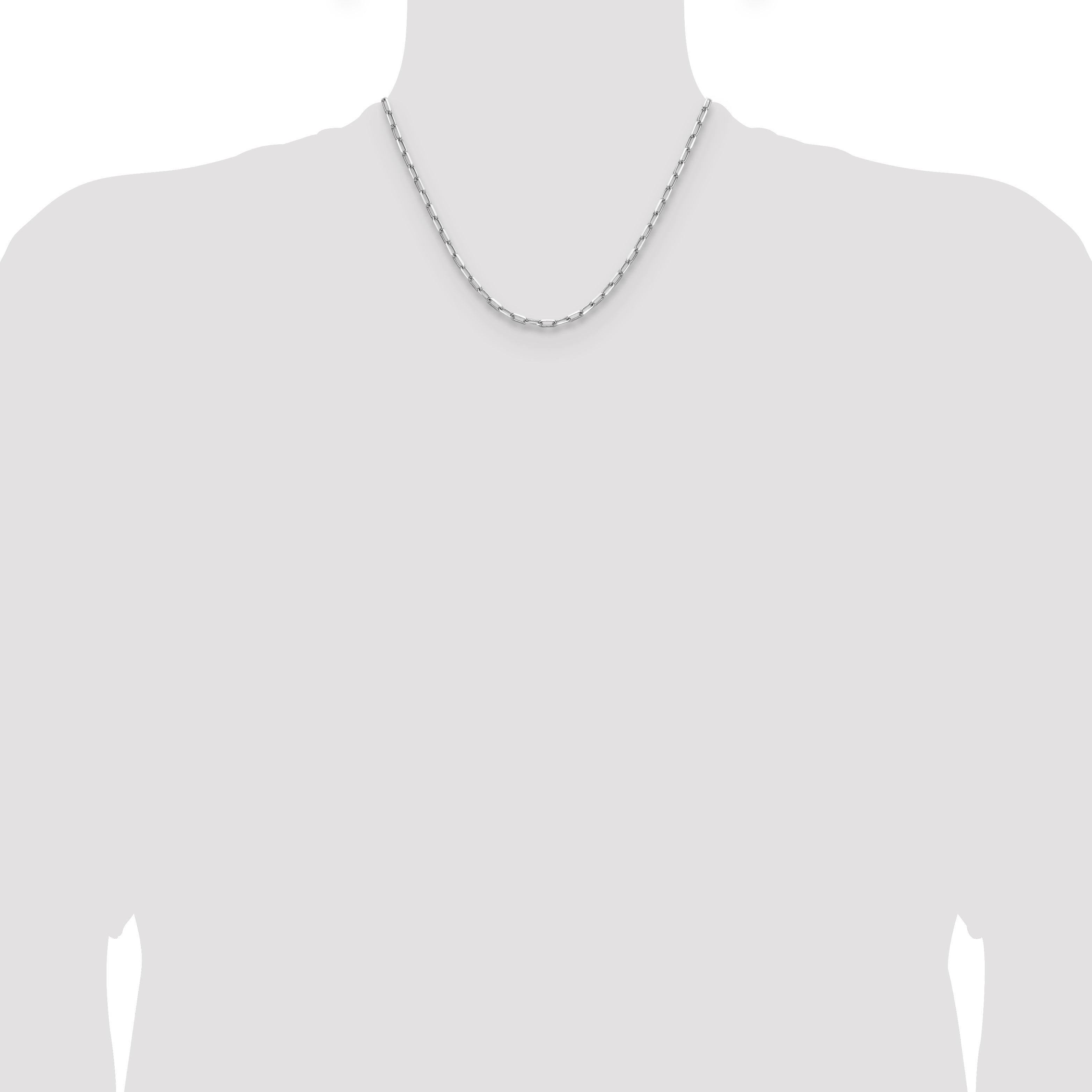 14K White Gold Wg 3.5mm Solid Beveled D/C Paperclip Chain