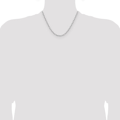 14K White Gold Wg 3.5mm Solid Beveled D/C Paperclip Chain
