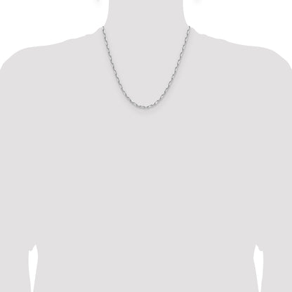 2 Inch 14K White Gold Wg 3.5mm Solid Beveled D/C Paperclip Chain Necklace