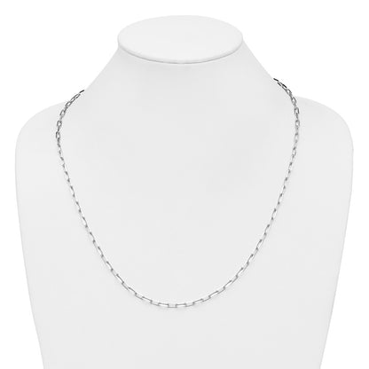 24 Inch 14K White Gold Wg 3.5mm Solid Beveled D/C Paperclip Chain Necklace