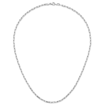 24 Inch 14K White Gold Wg 3.5mm Solid Beveled D/C Paperclip Chain Necklace