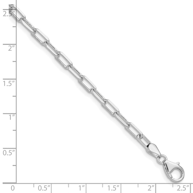 8 Inch 14K White Gold Wg 3.5mm Solid Beveled D/C Paperclip Chain Bracelet
