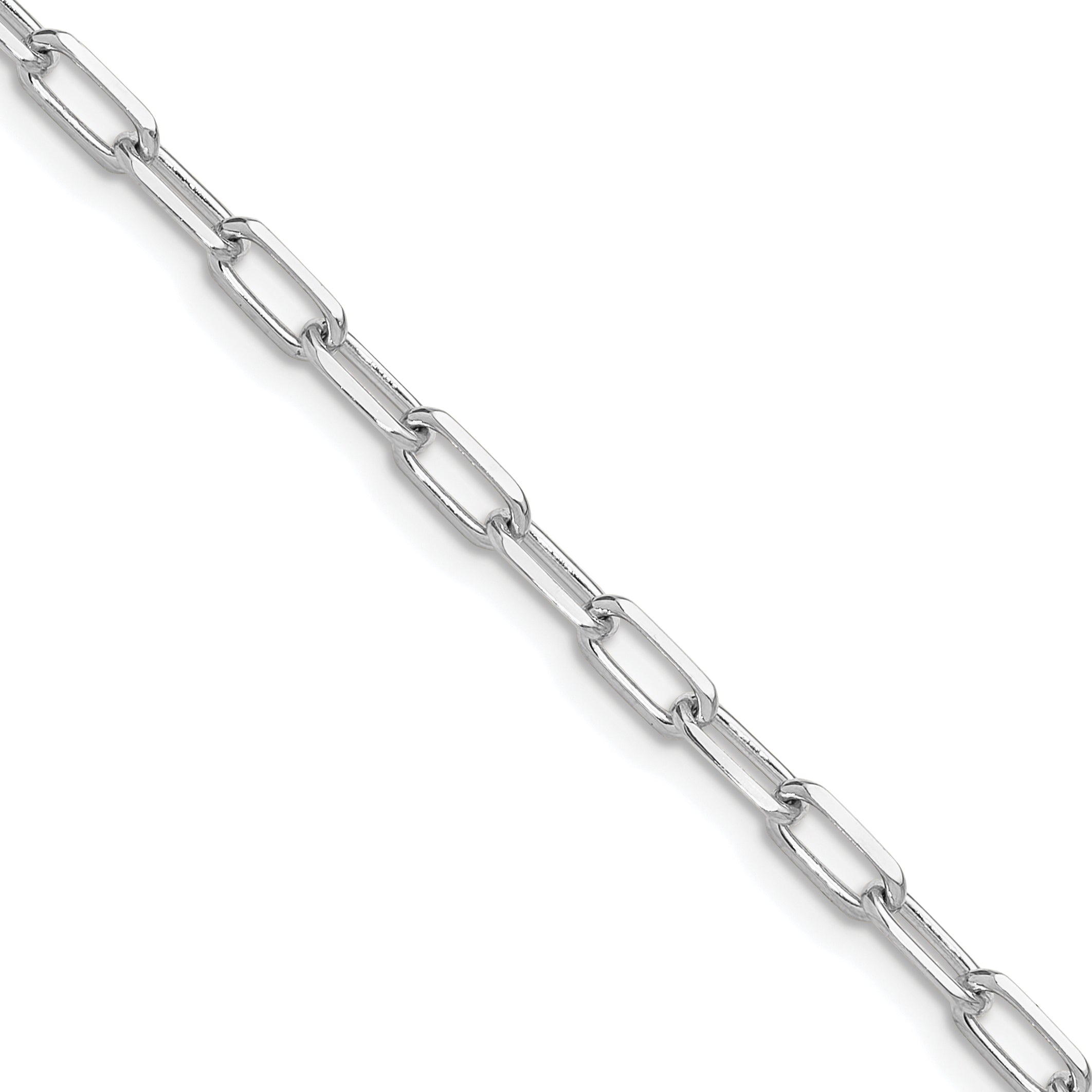 14K White Gold Wg 3.5mm Solid Beveled D/C Paperclip Chain