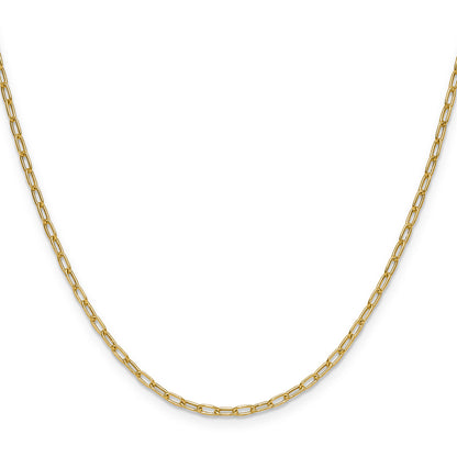 16 Inch 14K Yellow Gold 2.2mm Semi Solid Paperclip Chain Necklace