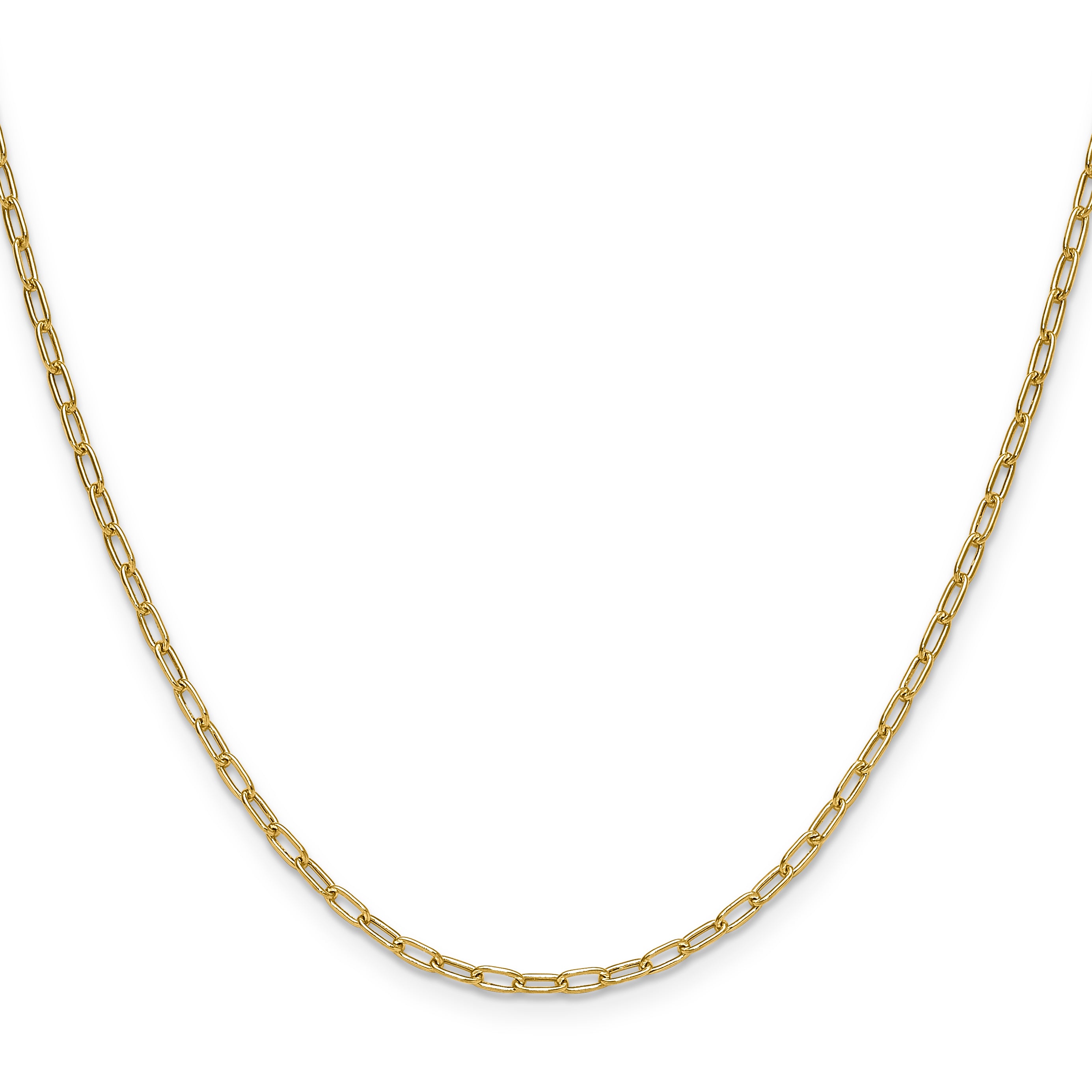 2 Inch 14K Yellow Gold 2.2mm Semi Solid Paperclip Chain Necklace