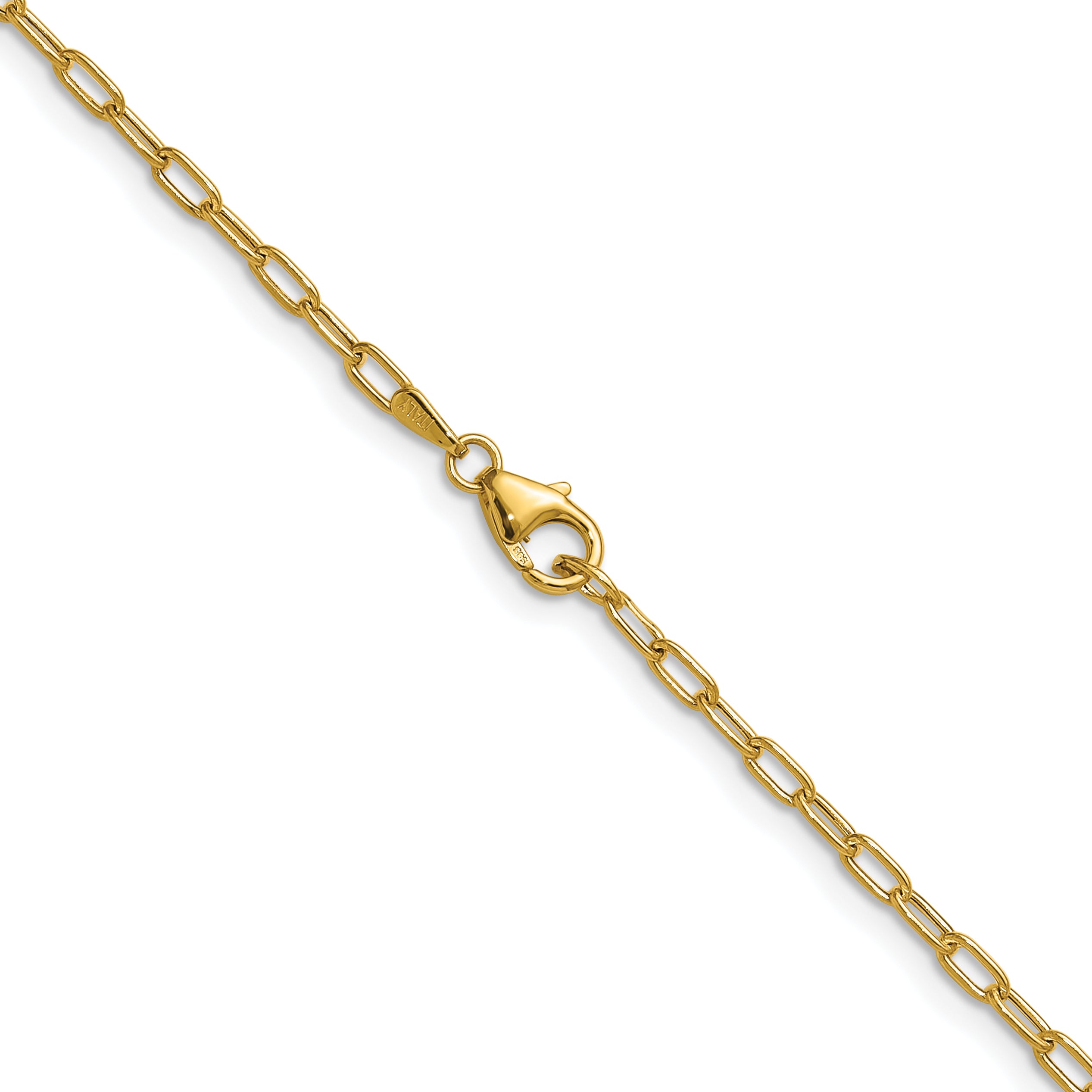 16 Inch 14K Yellow Gold 2.2mm Semi Solid Paperclip Chain Necklace