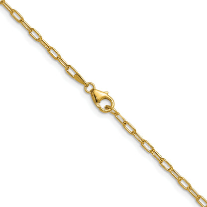 16 Inch 14K Yellow Gold 2.2mm Semi Solid Paperclip Chain Necklace