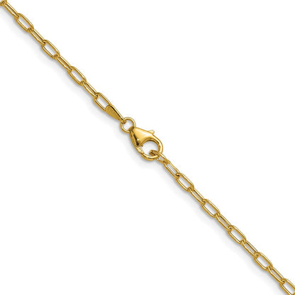 24 Inch 14K Yellow Gold 2.2mm Semi Solid Paperclip Chain Necklace