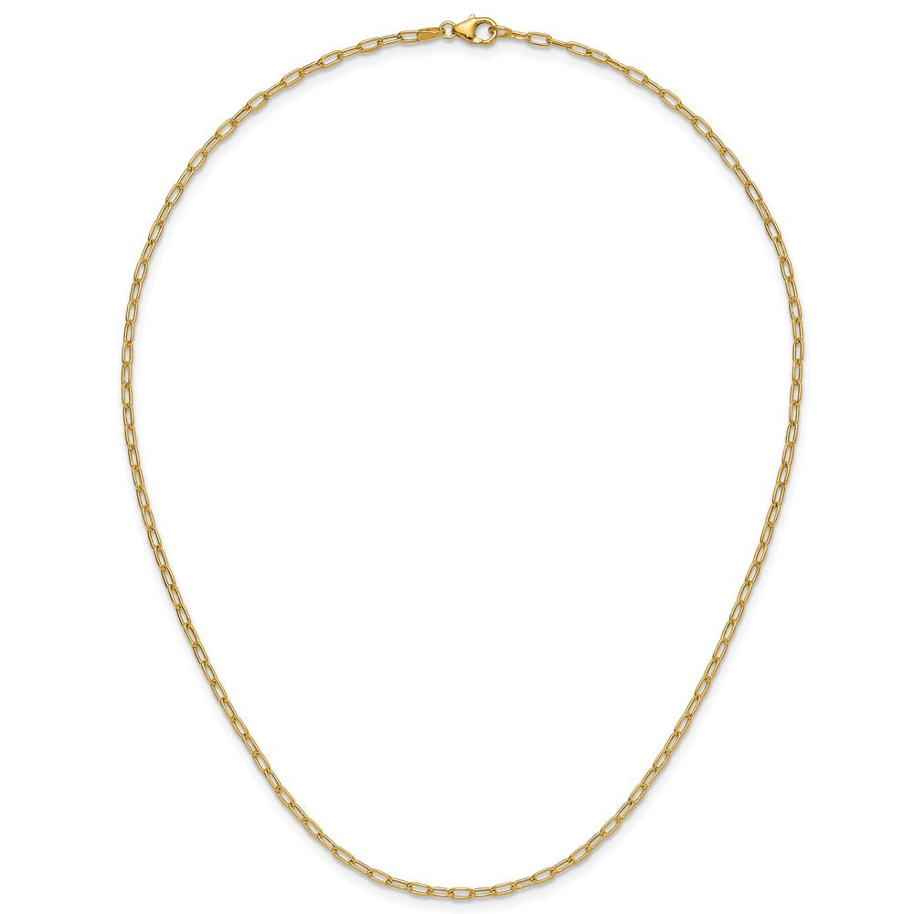 24 Inch 14K Yellow Gold 2.2mm Semi Solid Paperclip Chain Necklace