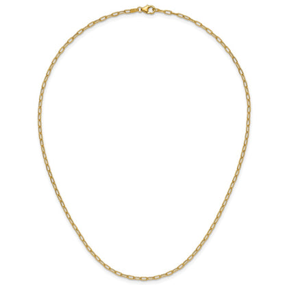 24 Inch 14K Yellow Gold 2.2mm Semi Solid Paperclip Chain Necklace