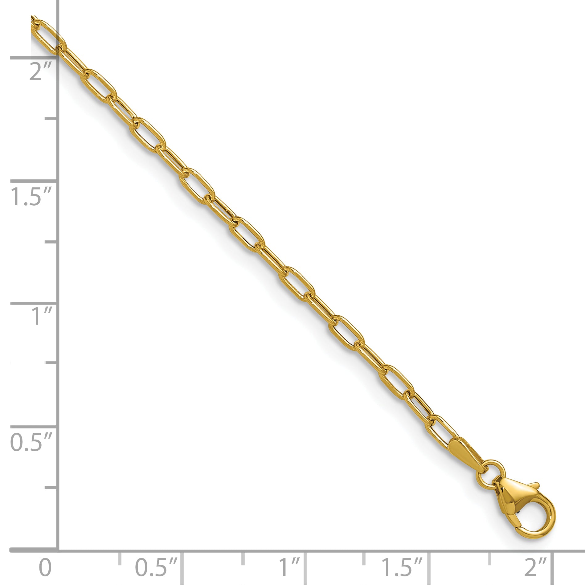 16 Inch 14K Yellow Gold 2.2mm Semi Solid Paperclip Chain Necklace