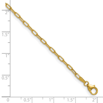 16 Inch 14K Yellow Gold 2.2mm Semi Solid Paperclip Chain Necklace