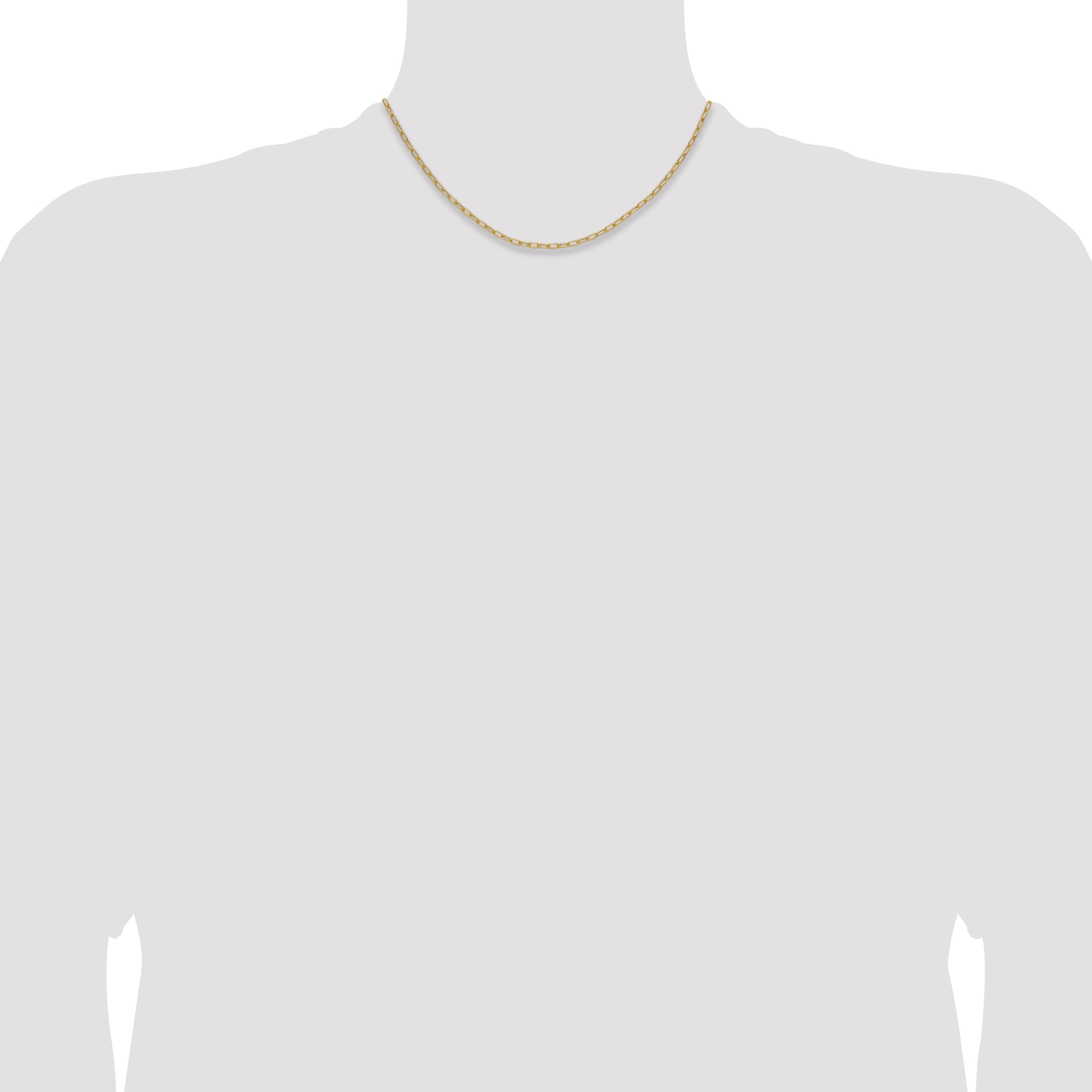 16 Inch 14K Yellow Gold 2.2mm Semi Solid Paperclip Chain Necklace