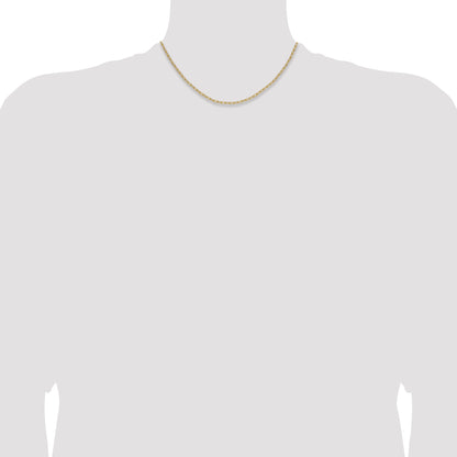 16 Inch 14K Yellow Gold 2.2mm Semi Solid Paperclip Chain Necklace