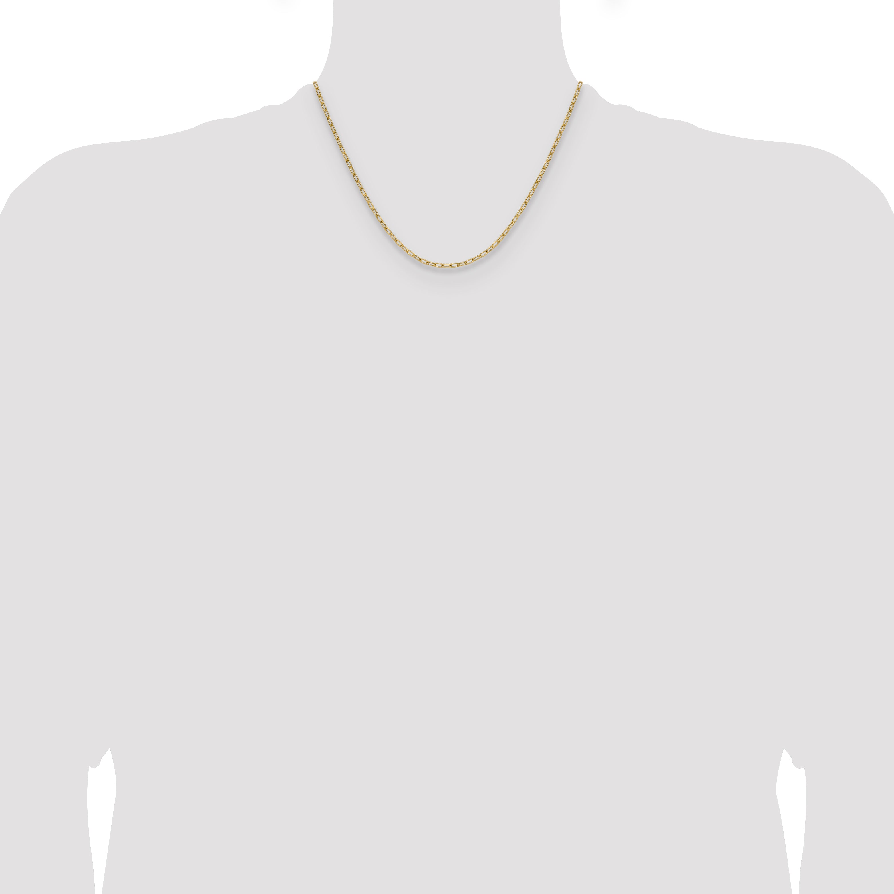 18 Inch 14K Yellow Gold 2.2mm Semi Solid Paperclip Chain Necklace