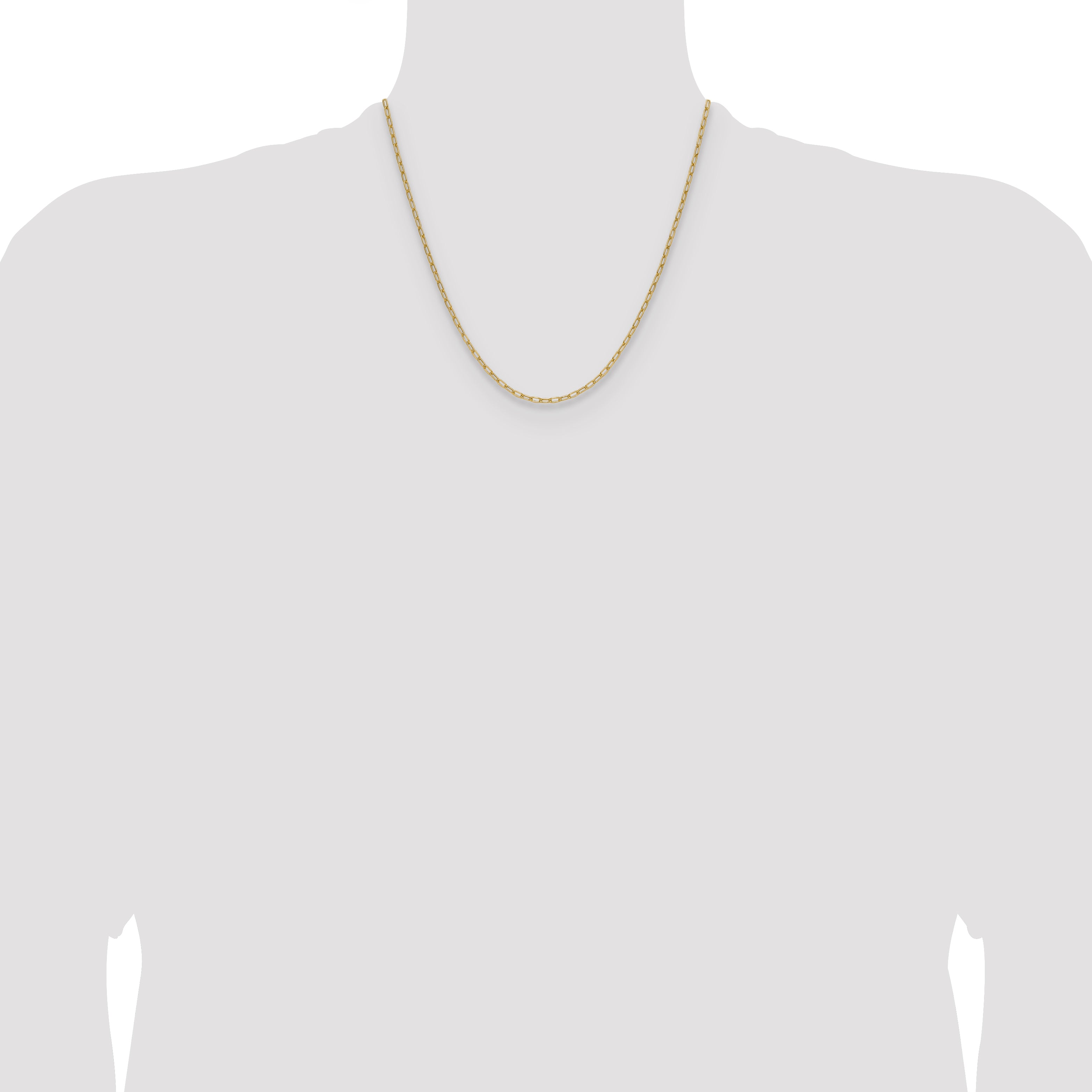 2 Inch 14K Yellow Gold 2.2mm Semi Solid Paperclip Chain Necklace