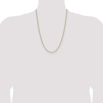 24 Inch 14K Yellow Gold 2.2mm Semi Solid Paperclip Chain Necklace