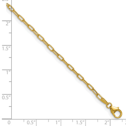 8 Inch 14K Yellow Gold 2.2mm Semi Solid Paperclip Chain Bracelet