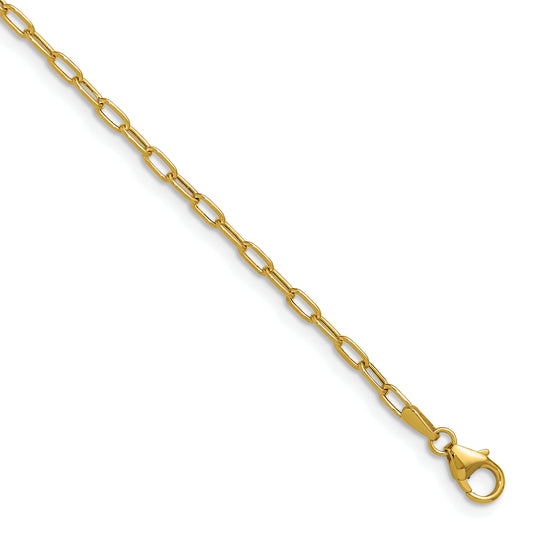 14K Yellow Gold 2.2mm Semi Solid Paperclip Chain