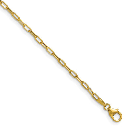 2 Inch 14K Yellow Gold 2.2mm Semi Solid Paperclip Chain Necklace