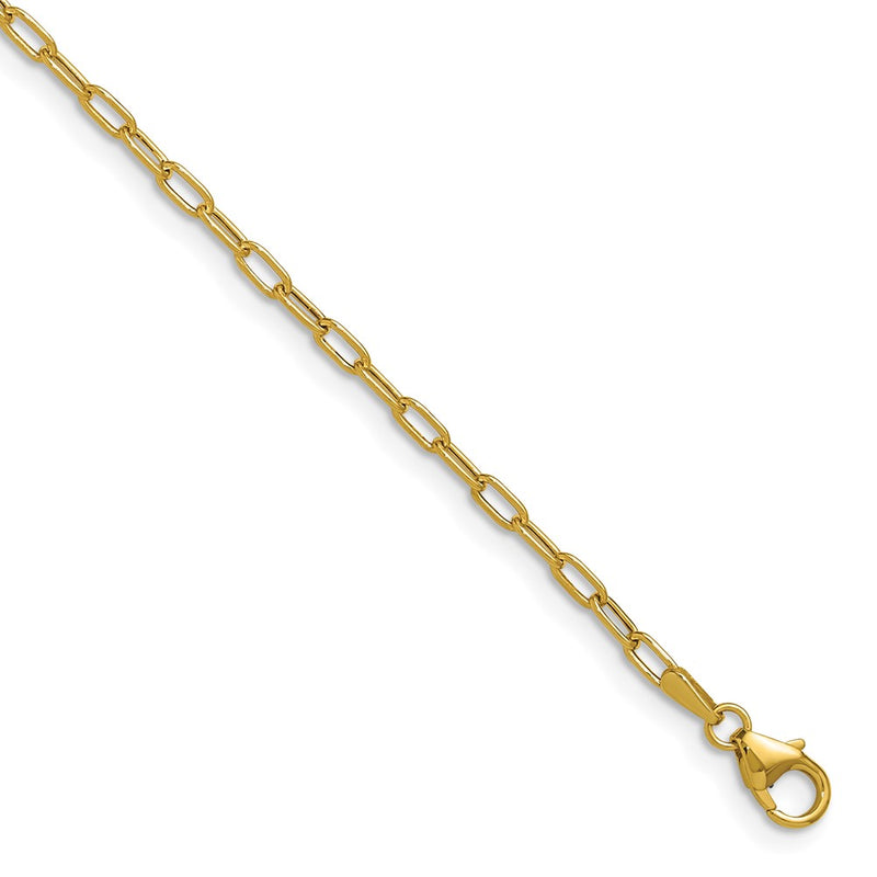16 Inch 14K Yellow Gold 2.2mm Semi Solid Paperclip Chain Necklace