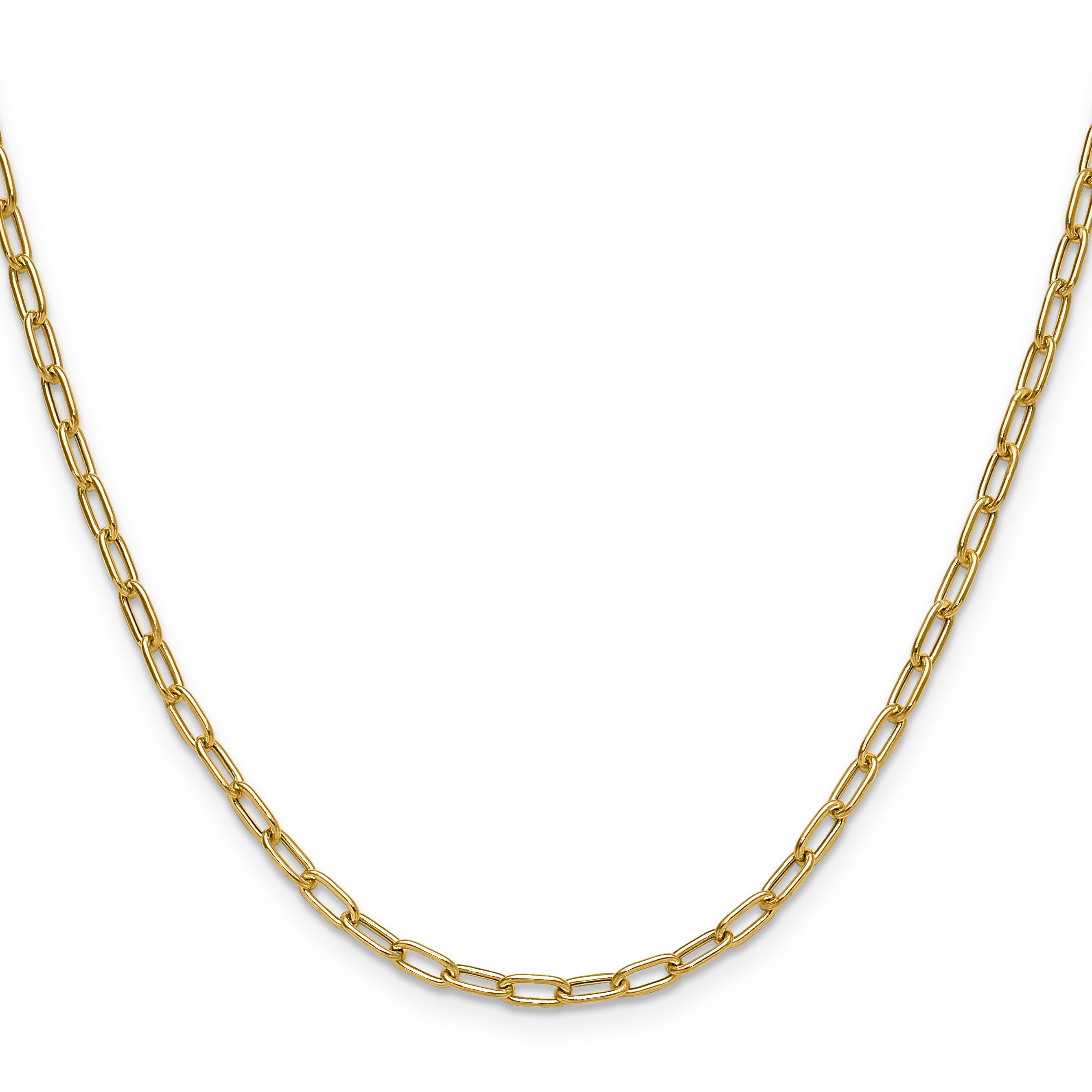 2 Inch 14K Yellow Gold 3.0mm Semi Solid Paperclip Chain Necklace