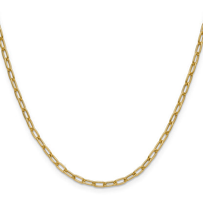 2 Inch 14K Yellow Gold 3.0mm Semi Solid Paperclip Chain Necklace