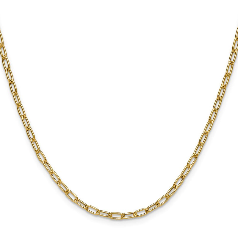 2 Inch 14K Yellow Gold 3.0mm Semi Solid Paperclip Chain Necklace