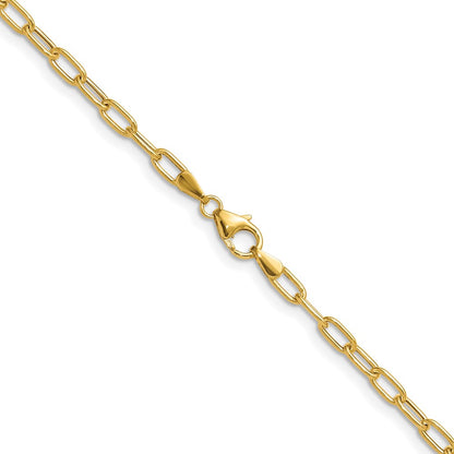 2 Inch 14K Yellow Gold 3.0mm Semi Solid Paperclip Chain Necklace