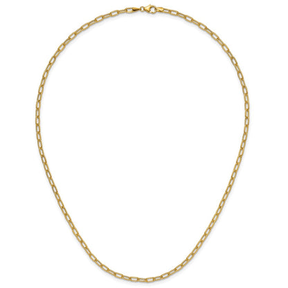24 Inch 14K Yellow Gold 3.0mm Semi Solid Paperclip Chain Necklace