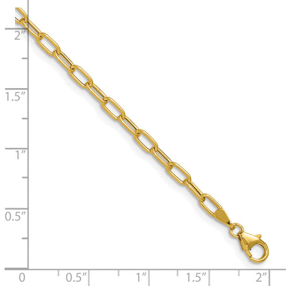 2 Inch 14K Yellow Gold 3.0mm Semi Solid Paperclip Chain Necklace