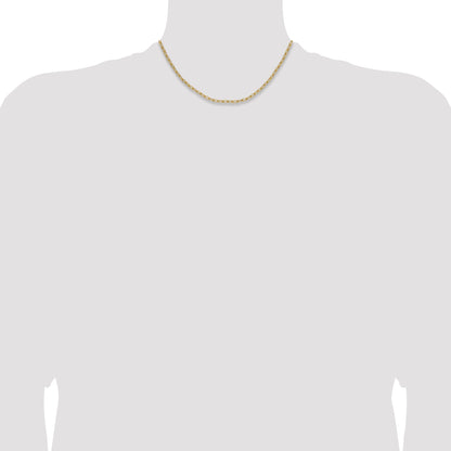 16 Inch 14K Yellow Gold 3.0mm Semi Solid Paperclip Chain Necklace