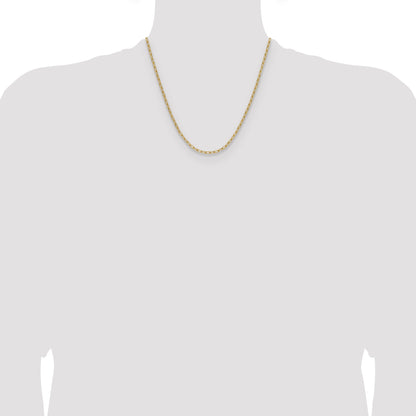 2 Inch 14K Yellow Gold 3.0mm Semi Solid Paperclip Chain Necklace