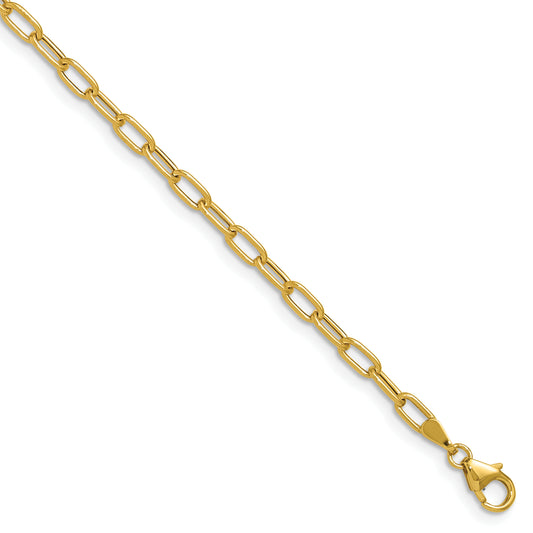 14K Yellow Gold 3.0mm Semi Solid Paperclip Chain