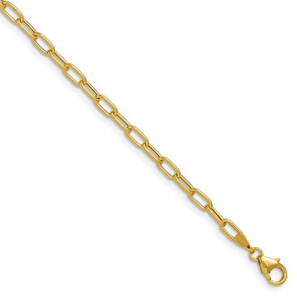 7 Inch 14K Yellow Gold 3.0mm Semi Solid Paperclip Chain Bracelet