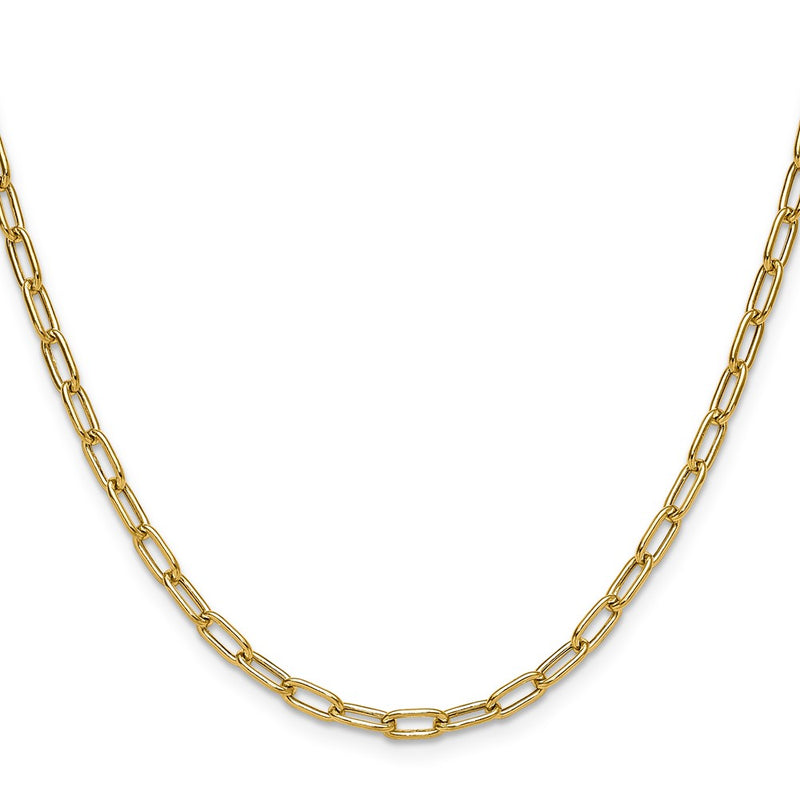 16 Inch 14K Yellow Gold 3.7mm Semi Solid Paperclip Chain Necklace