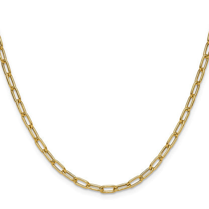 18 Inch 14K Yellow Gold 3.7mm Semi Solid Paperclip Chain Necklace