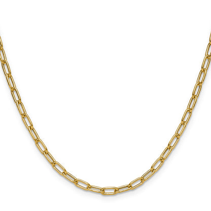 24 Inch 14K Yellow Gold 3.7mm Semi Solid Paperclip Chain Necklace