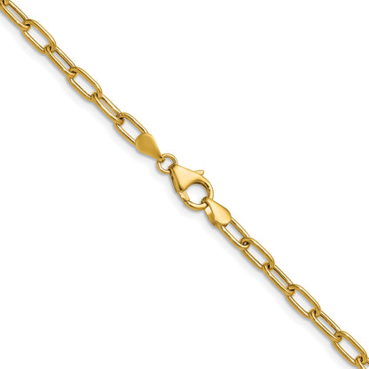 24 Inch 14K Yellow Gold 3.7mm Semi Solid Paperclip Chain Necklace
