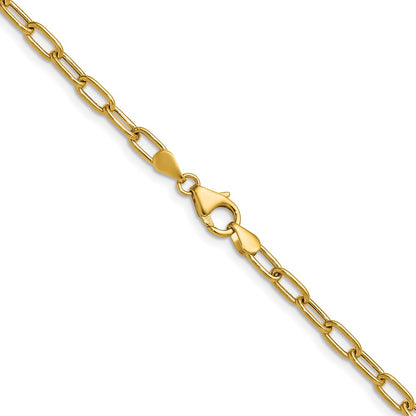 18 Inch 14K Yellow Gold 3.7mm Semi Solid Paperclip Chain Necklace