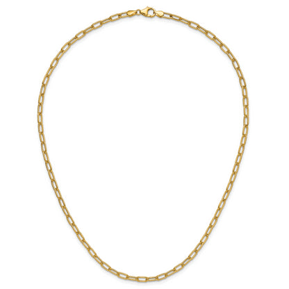 18 Inch 14K Yellow Gold 3.7mm Semi Solid Paperclip Chain Necklace