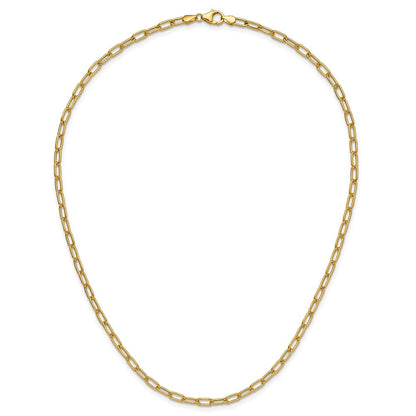 18 Inch 14K Yellow Gold 3.7mm Semi Solid Paperclip Chain Necklace