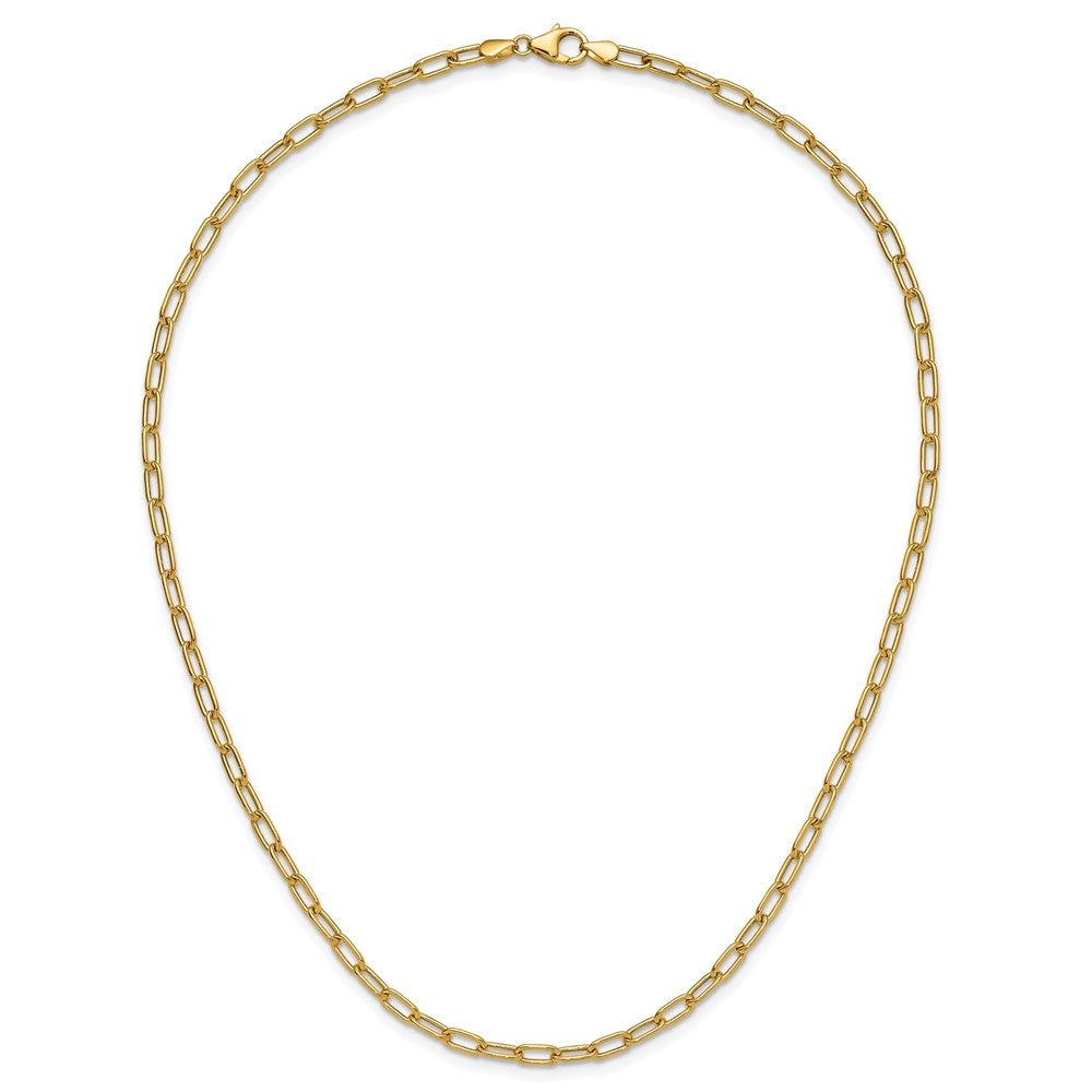 24 Inch 14K Yellow Gold 3.7mm Semi Solid Paperclip Chain Necklace